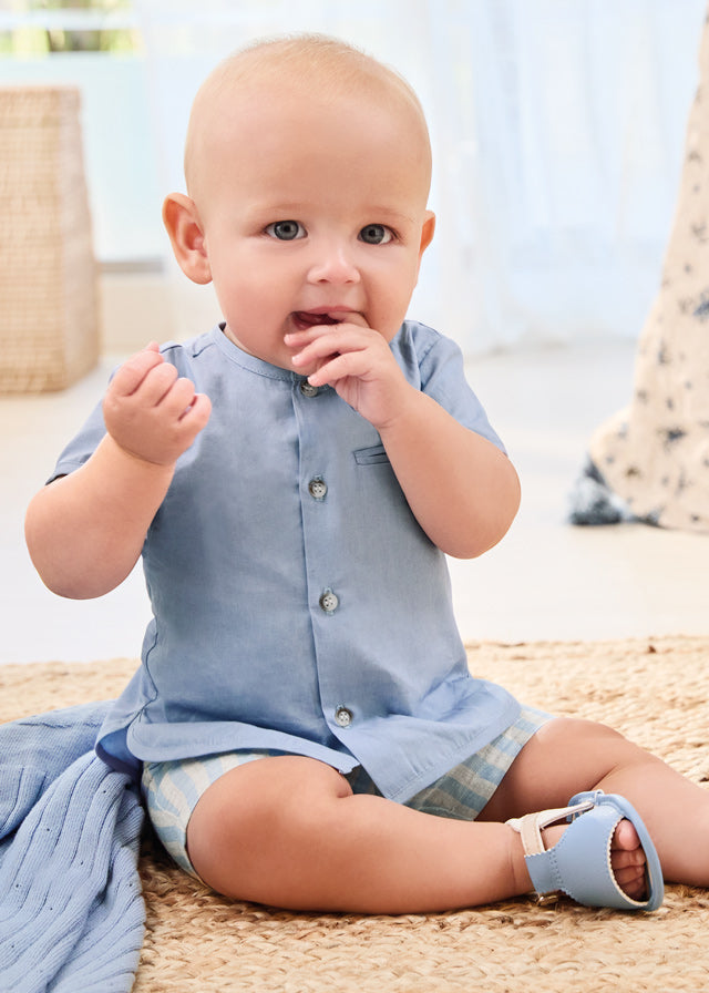 2-piece striped linen baby set 