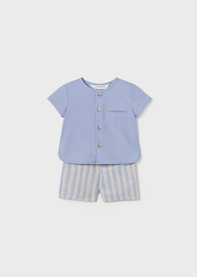 2-piece striped linen baby set 