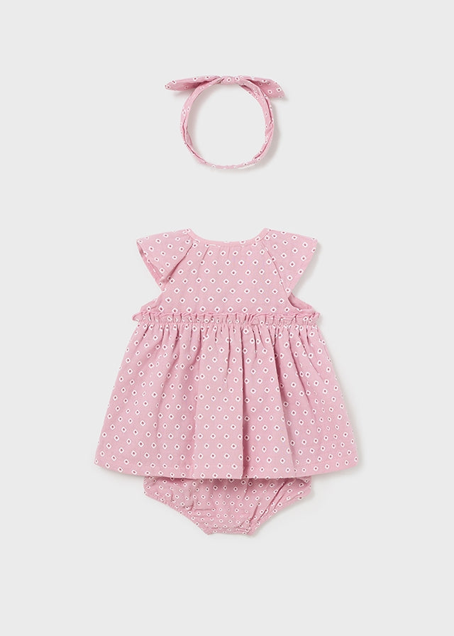 Vestito copri pannolino e fascia abbinata di cotone neonata