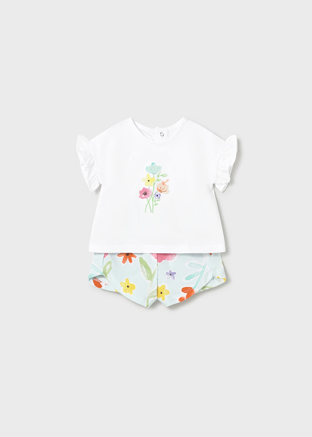 Coordinato con short floreale neonata Mayoral