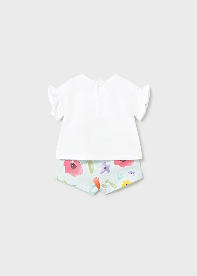 Coordinato con short floreale neonata Mayoral