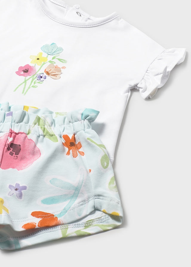Coordinato con short floreale neonata Mayoral