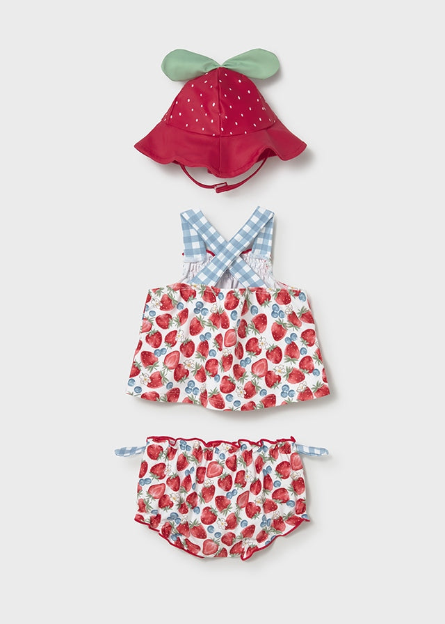 Coordinato fragola costume con cappello neonata Mayoral