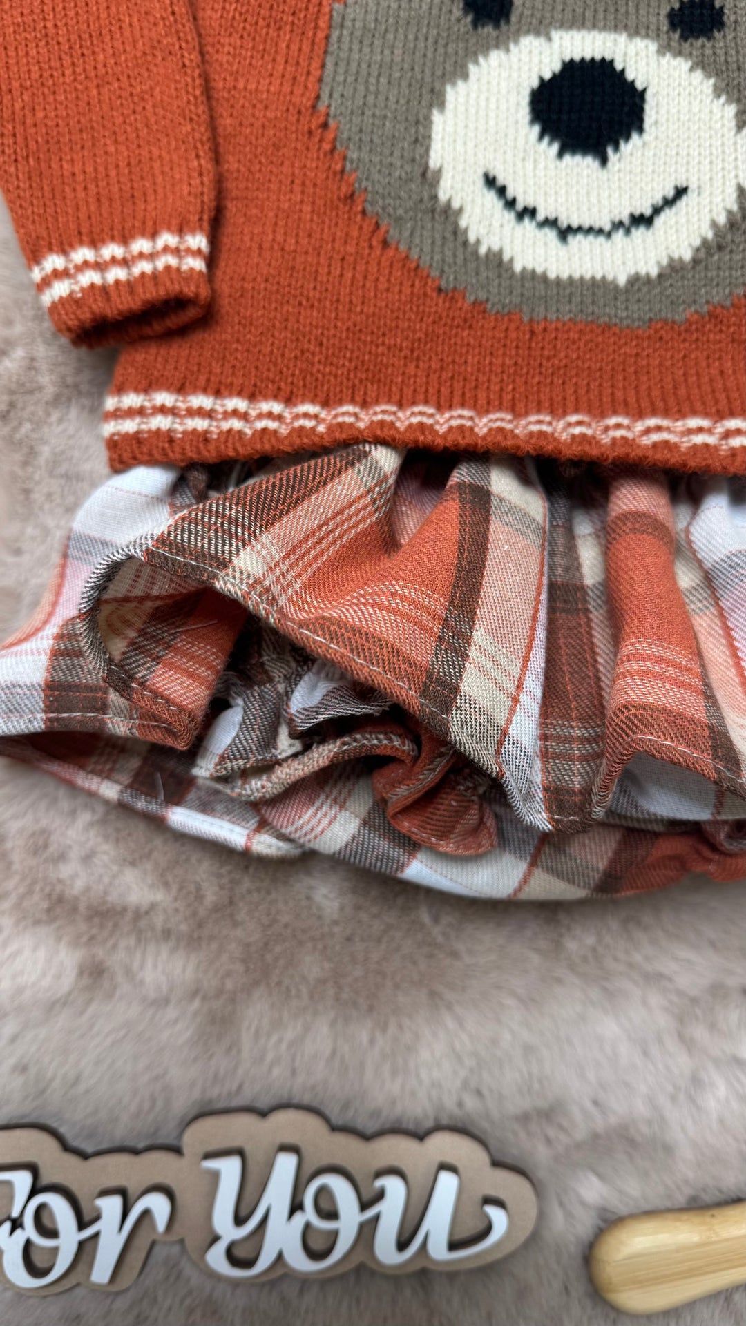 Completo tre pezzi gonna camicia e maglione neonata Yoedu