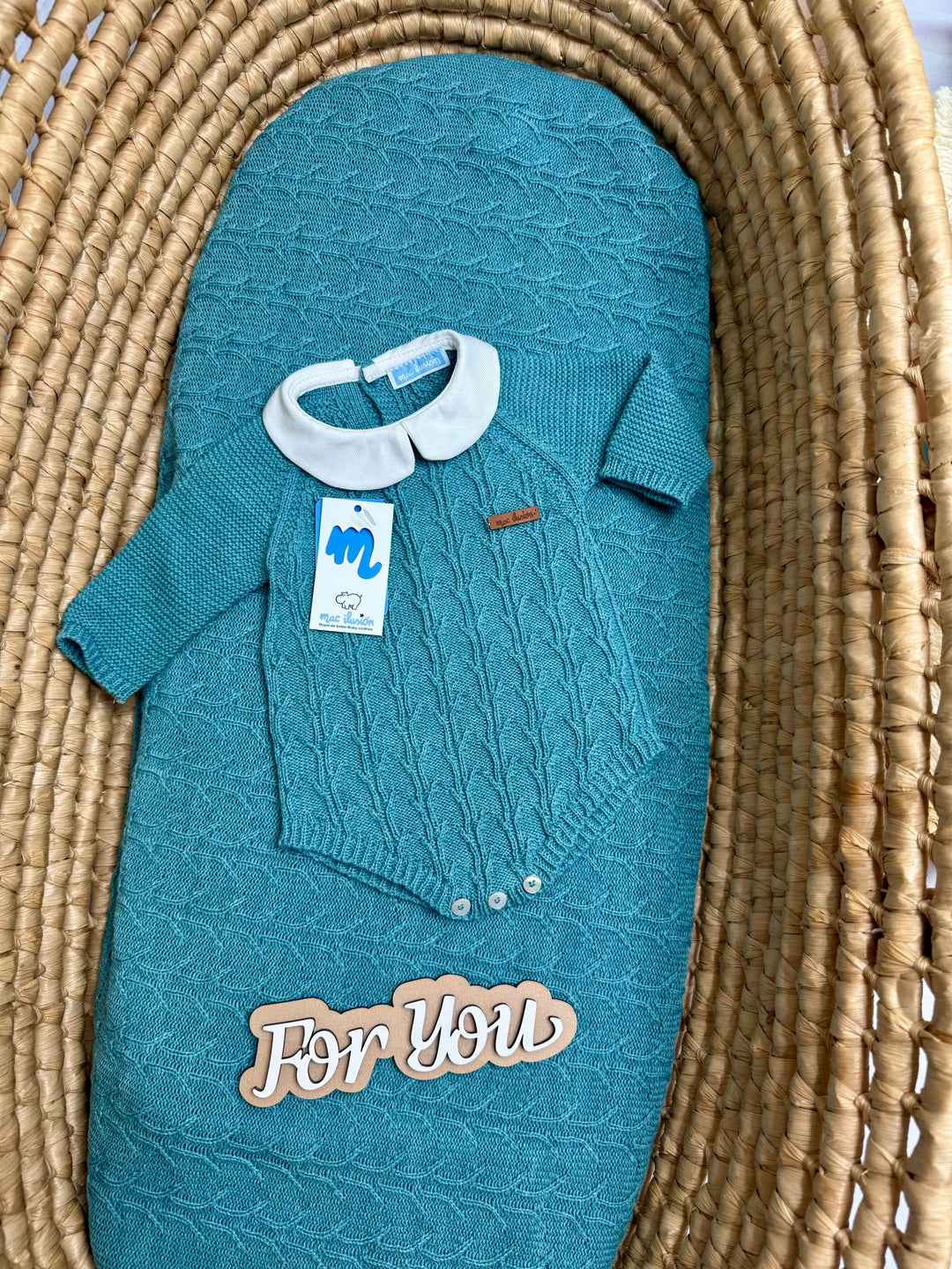 Pagliaccetto in tricot con colletto in cotone neonato Mac Illusion
