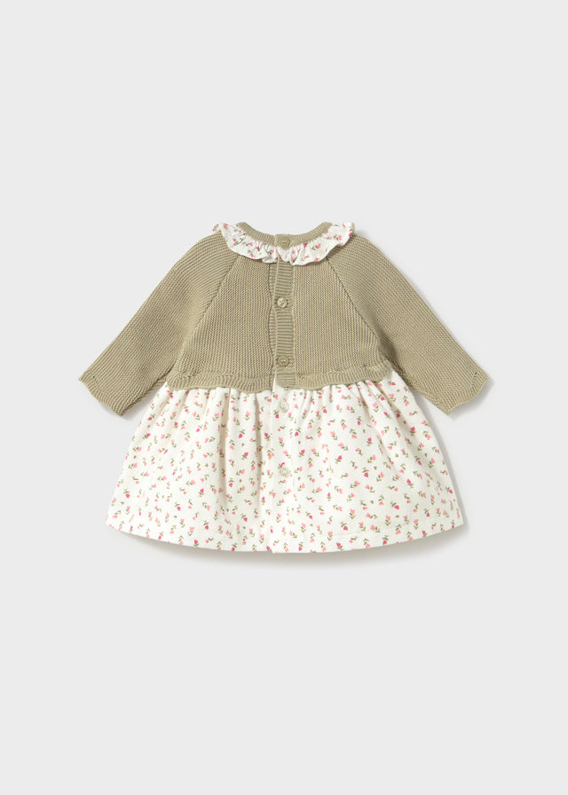 Vestito in tricot e cotone con colletto neonata Mayoral