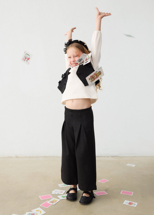 Completo pantalone e gilet fiori bambina