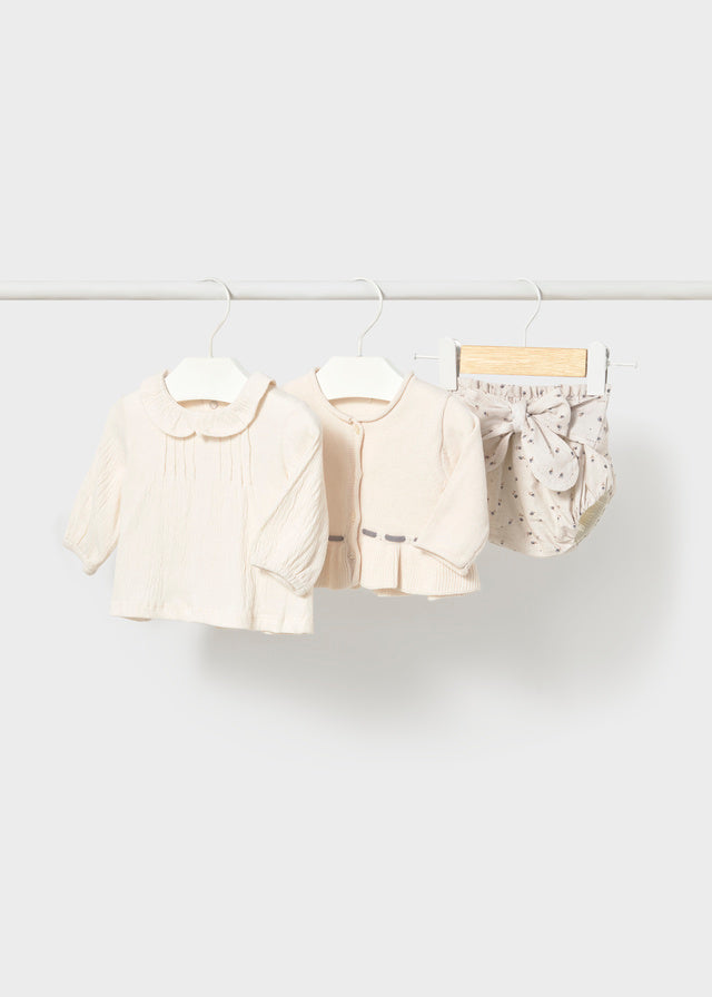 Completo tre pezzi con culotte neonata Mayoral