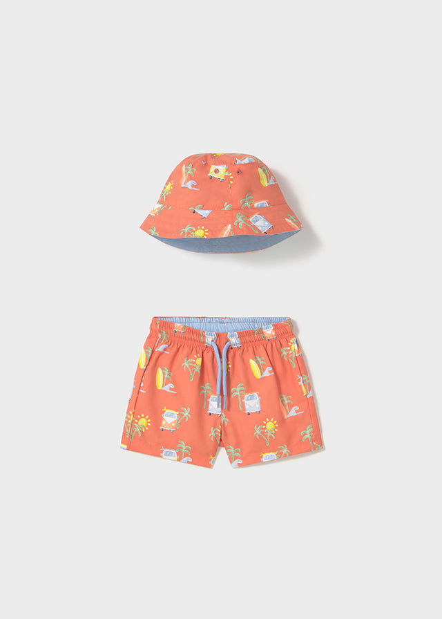 Completo costume e cappello reversibile protezione solare baby maschio