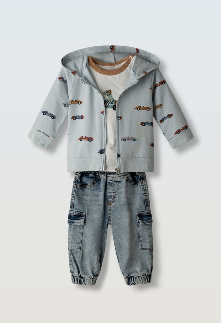 Completo 3 pezzi con felpa baby boy Hashtag