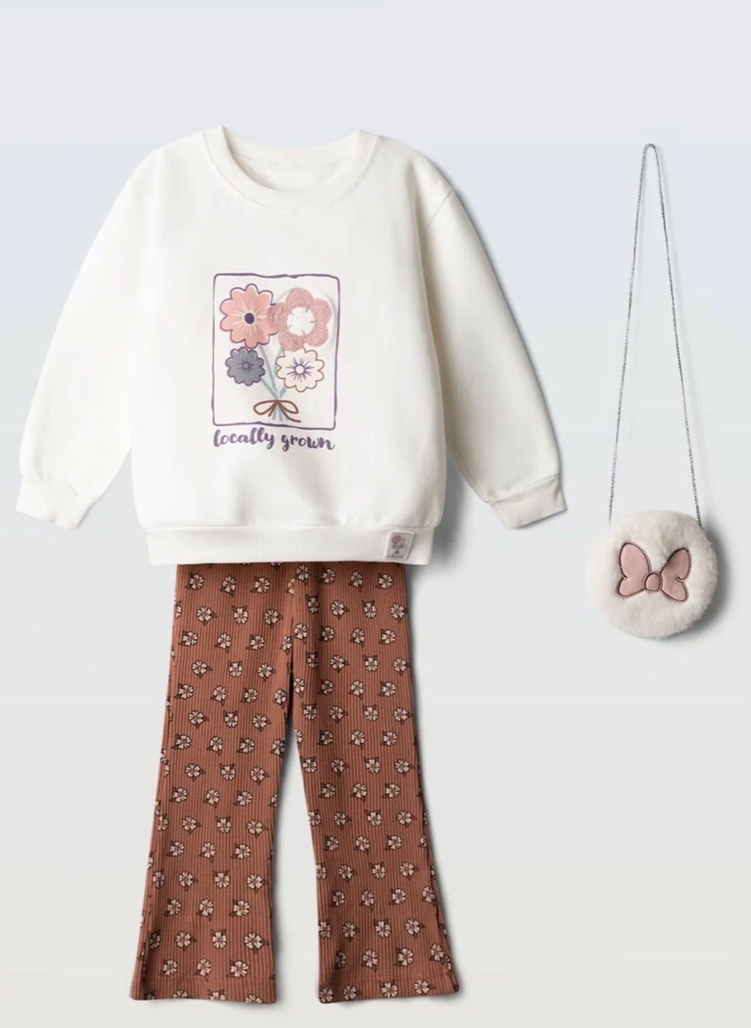 Completo con leggings a zampa e borsa bambina Ebita