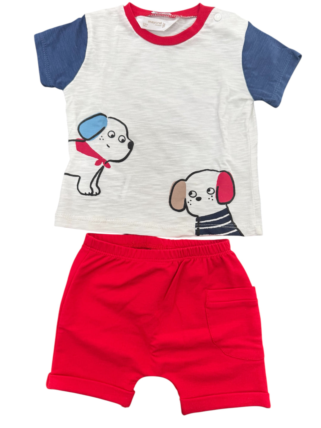 Completino maglietta con cagnolino e pantaloncino neonato