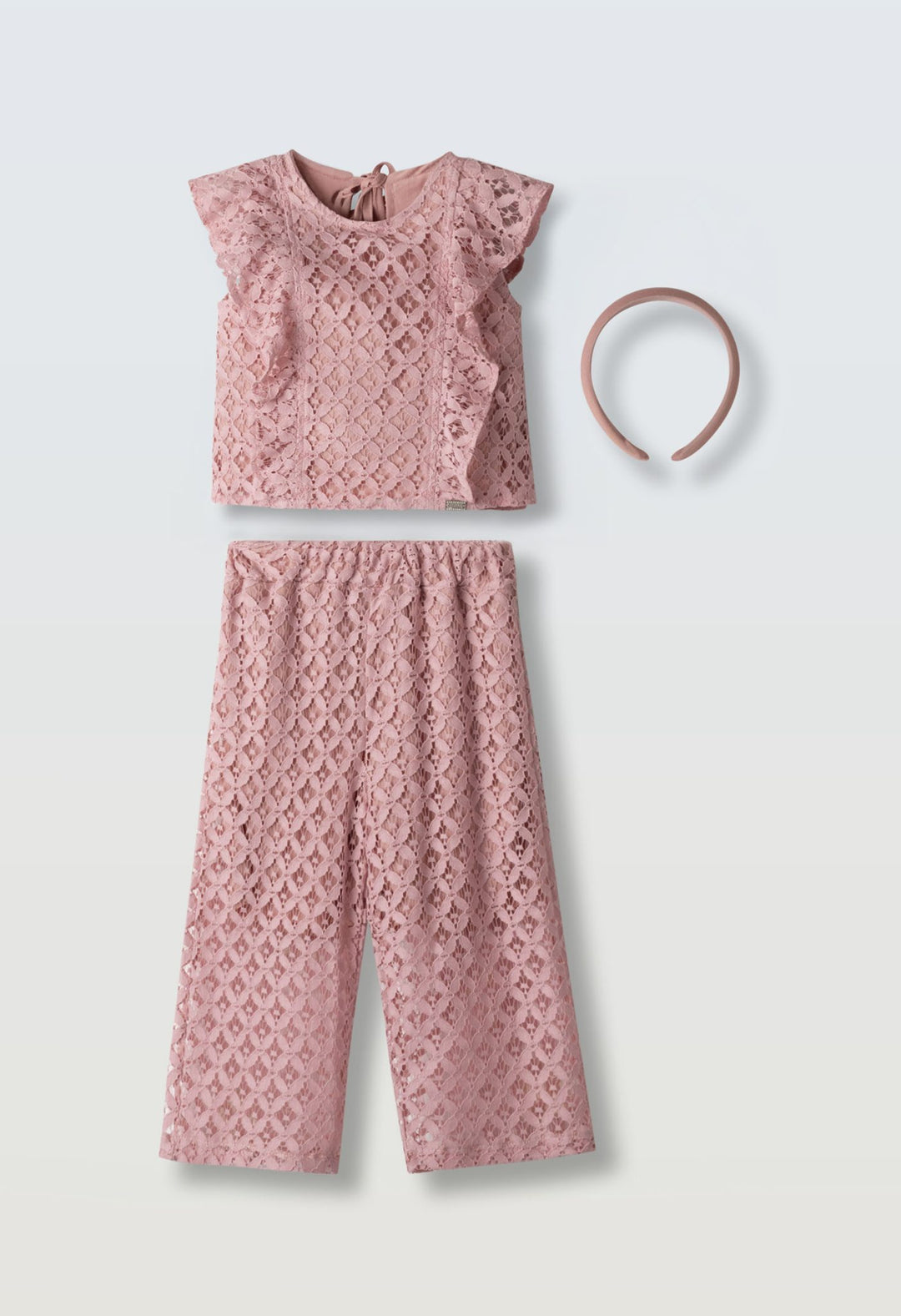 Coordinato in pizzo con cerchietto capelli bambina Ebita