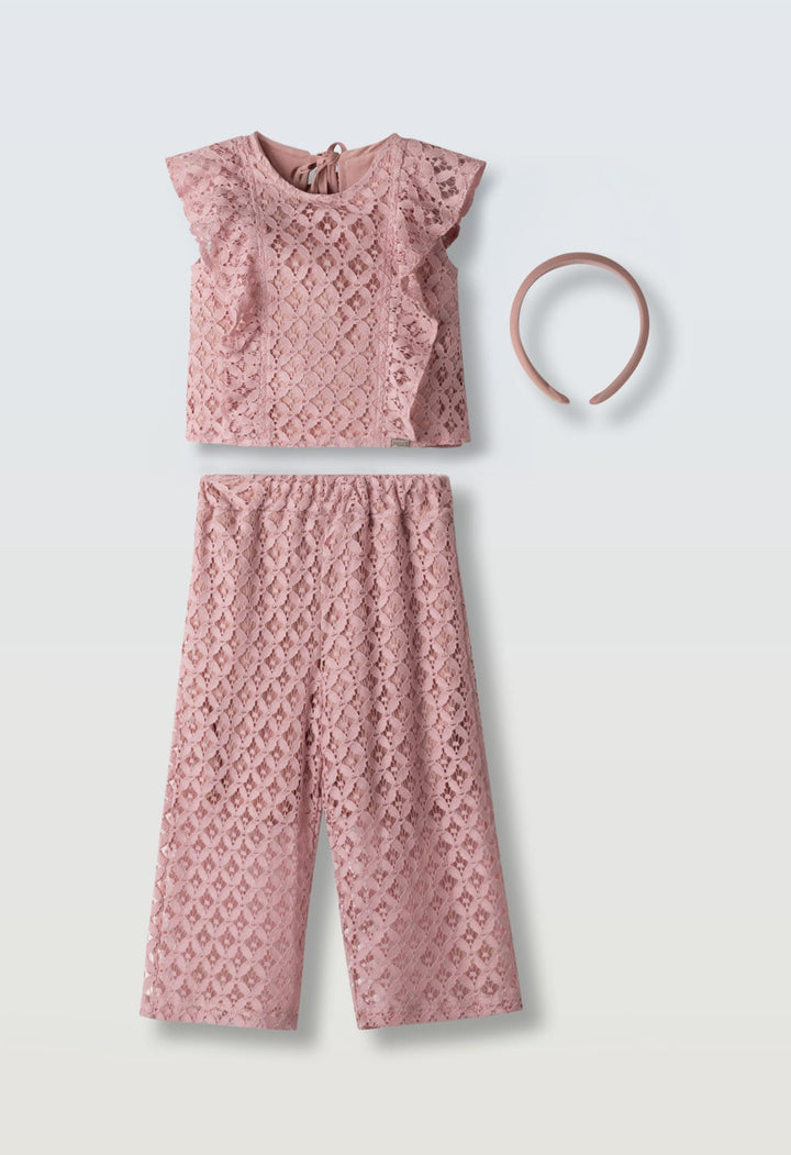 Coordinato in pizzo con cerchietto capelli bambina Ebita