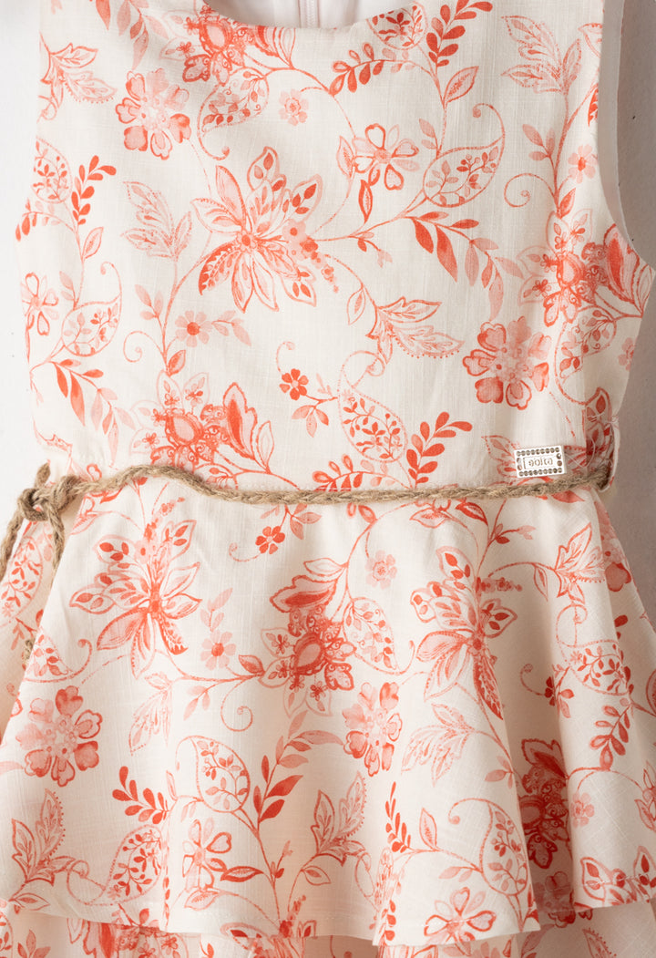 Vestito con stampe e borsa di paglia bambina ebita