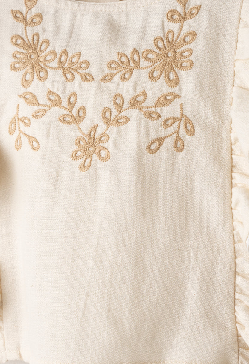 Coordinato 3 pezzi con borsa di paglia bambina Ebita