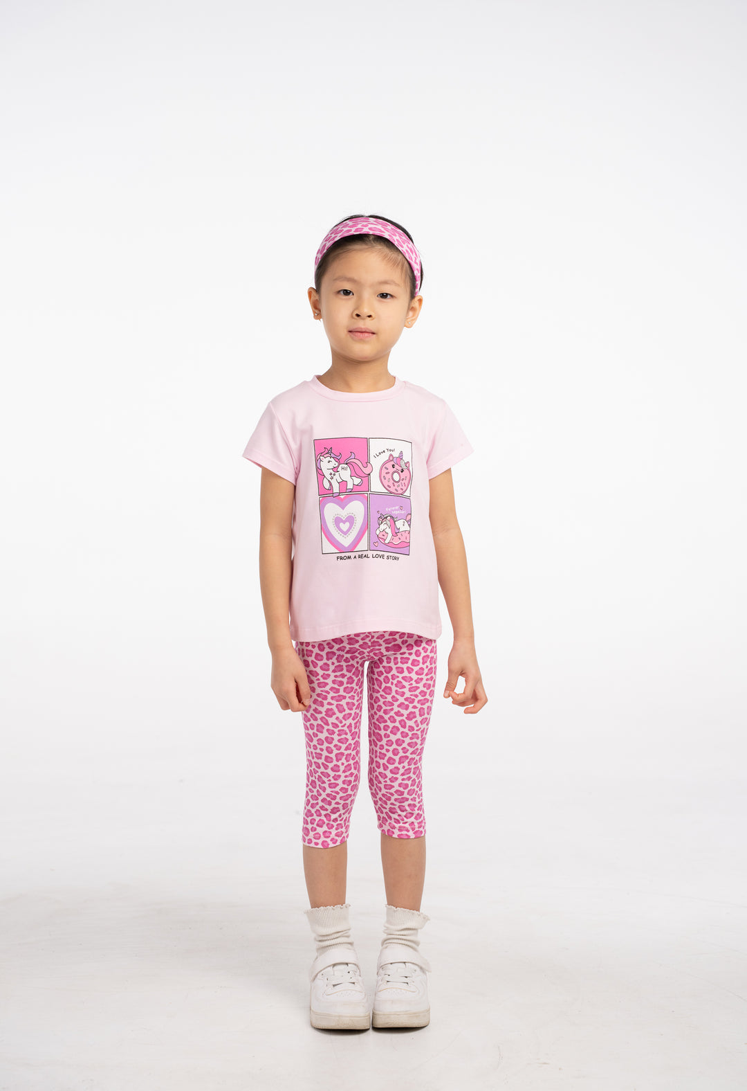 Coordinato 3 pezzi con fascia capelli e short bambina
