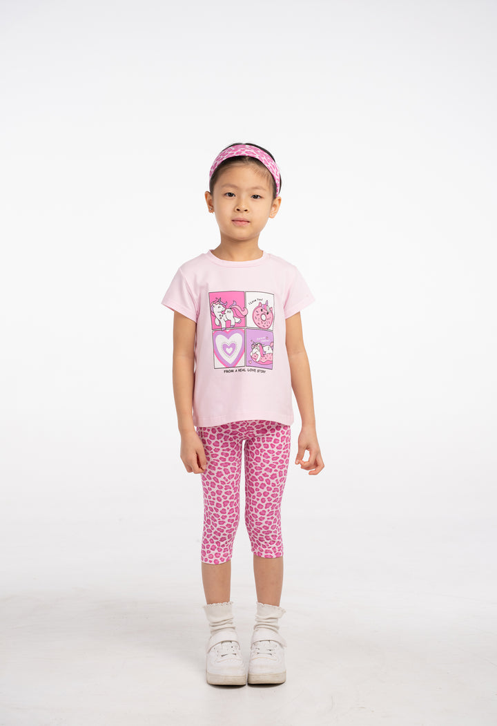 Coordinato 3 pezzi con fascia capelli e short bambina