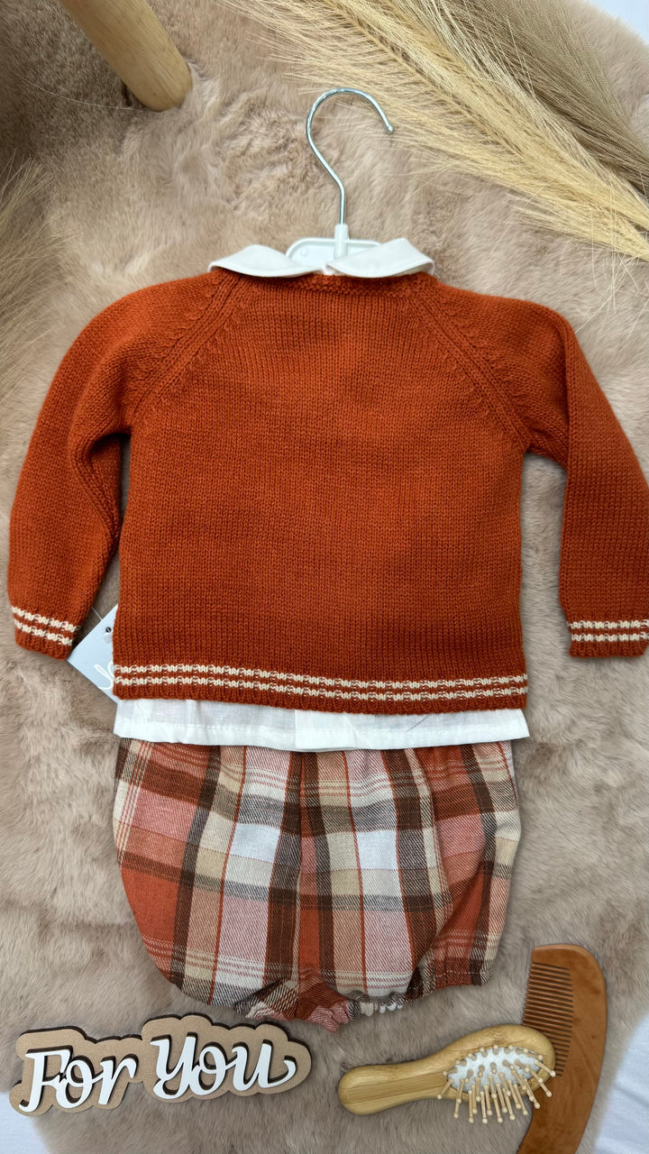 Completo tre pezzi culotte camicia e maglioncino neonato Yoedu
