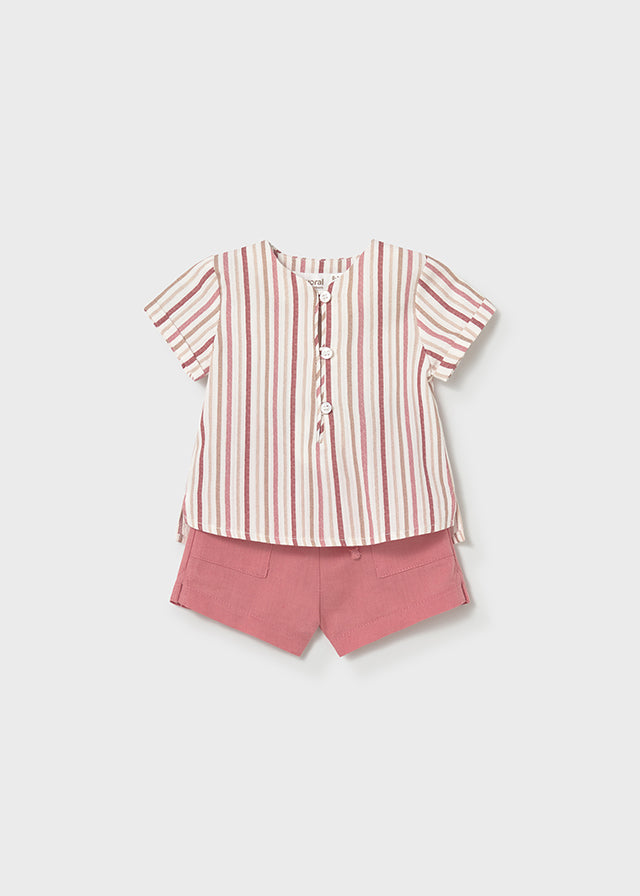 Completo 2 pezzi con camicia a righe neonato Mayoral