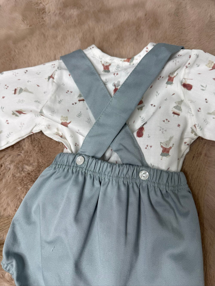 Completo con camicia e salopette neonato Calamaro