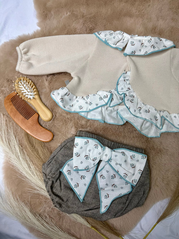 Completo con culotte con fiocco neonata Calamaro