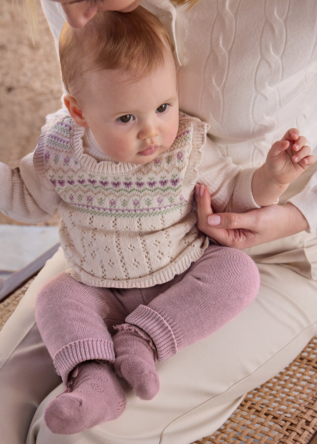 Completo 3 pezzi con leggings tricot neonata Mayoral