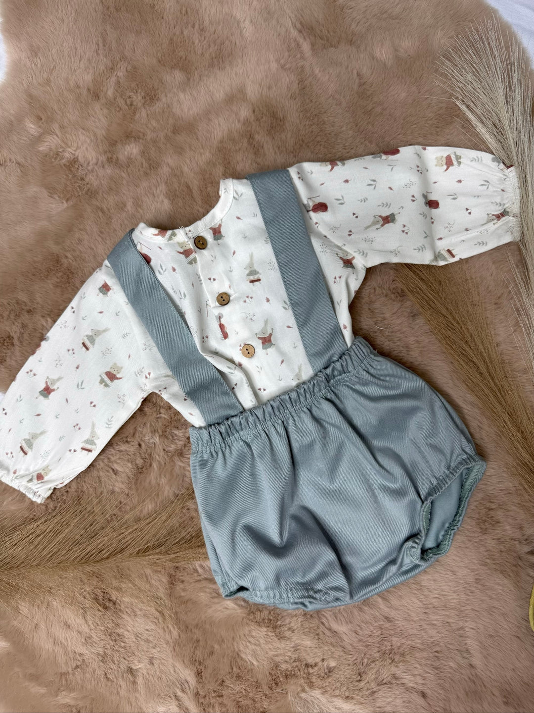 Completo con camicia e salopette neonato Calamaro