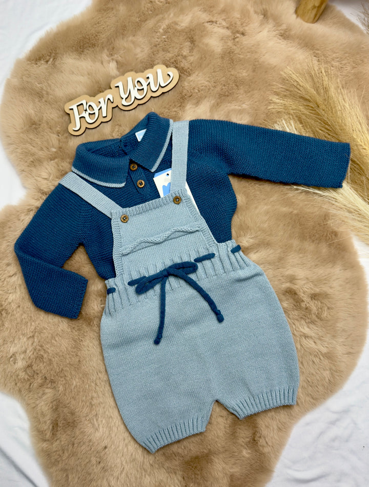 Completo due pezzi corto in tricot con salopette e polo Mac Ilusion
