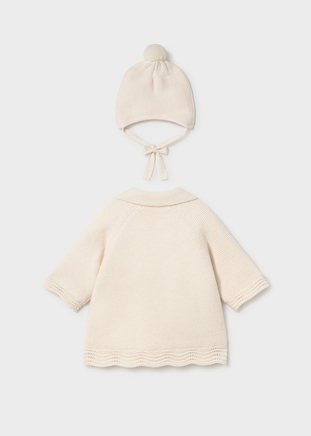 Cappotto in lana con cappuccio neonata Mayoral