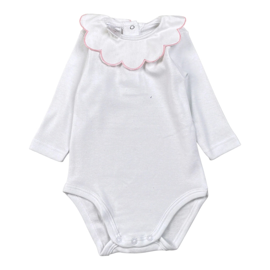 Body con colletto ricamato in rosa manica lunga neonata Baby Vip