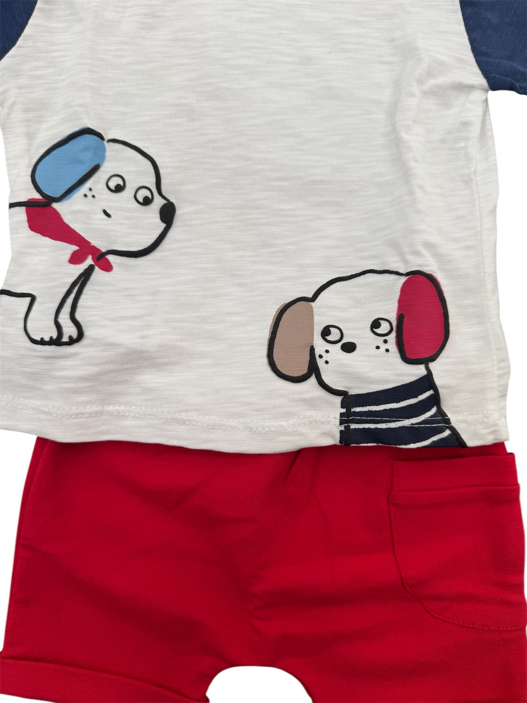 Completino maglietta con cagnolino e pantaloncino neonato