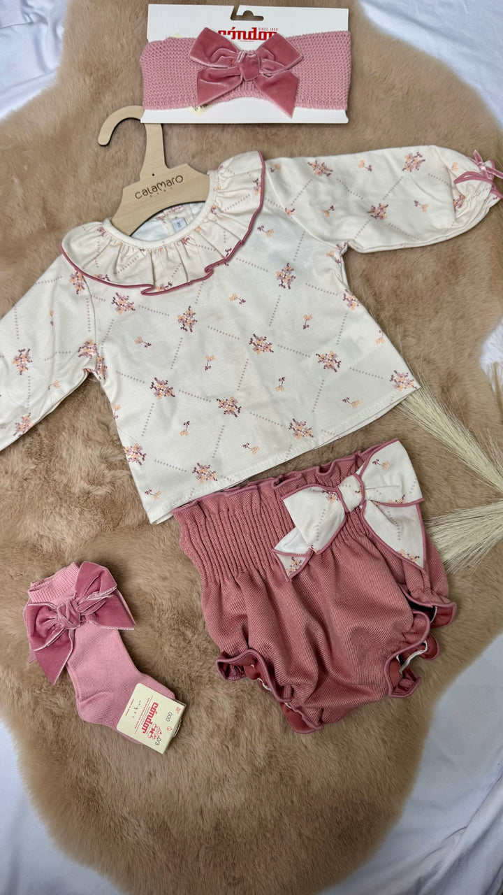 Completo con culotte e fiocco neonata Calamaro&amp;nbsp; &amp;nbsp;