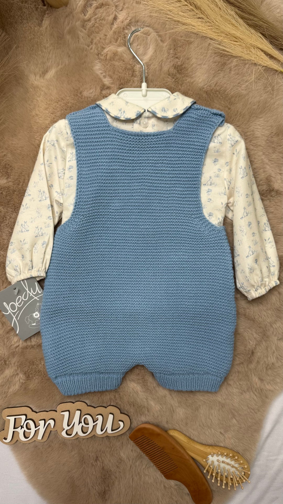 Salopette in tricot con camicia neonato Yoedu