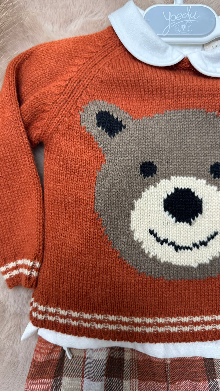 Completo tre pezzi culotte camicia e maglioncino neonato Yoedu