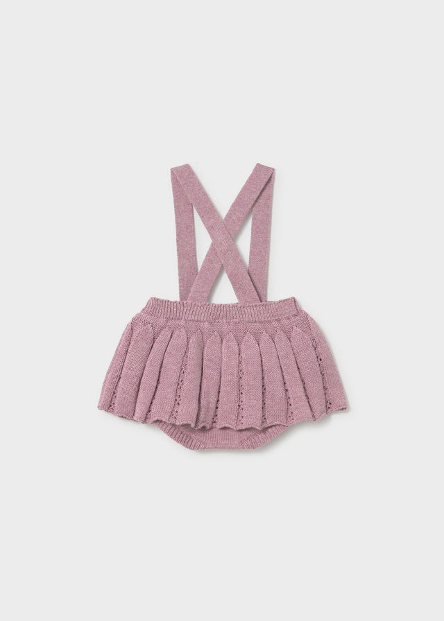 Completo tre pezzi gonna salopette camicia e maglioncino aperto neonata Mayoral