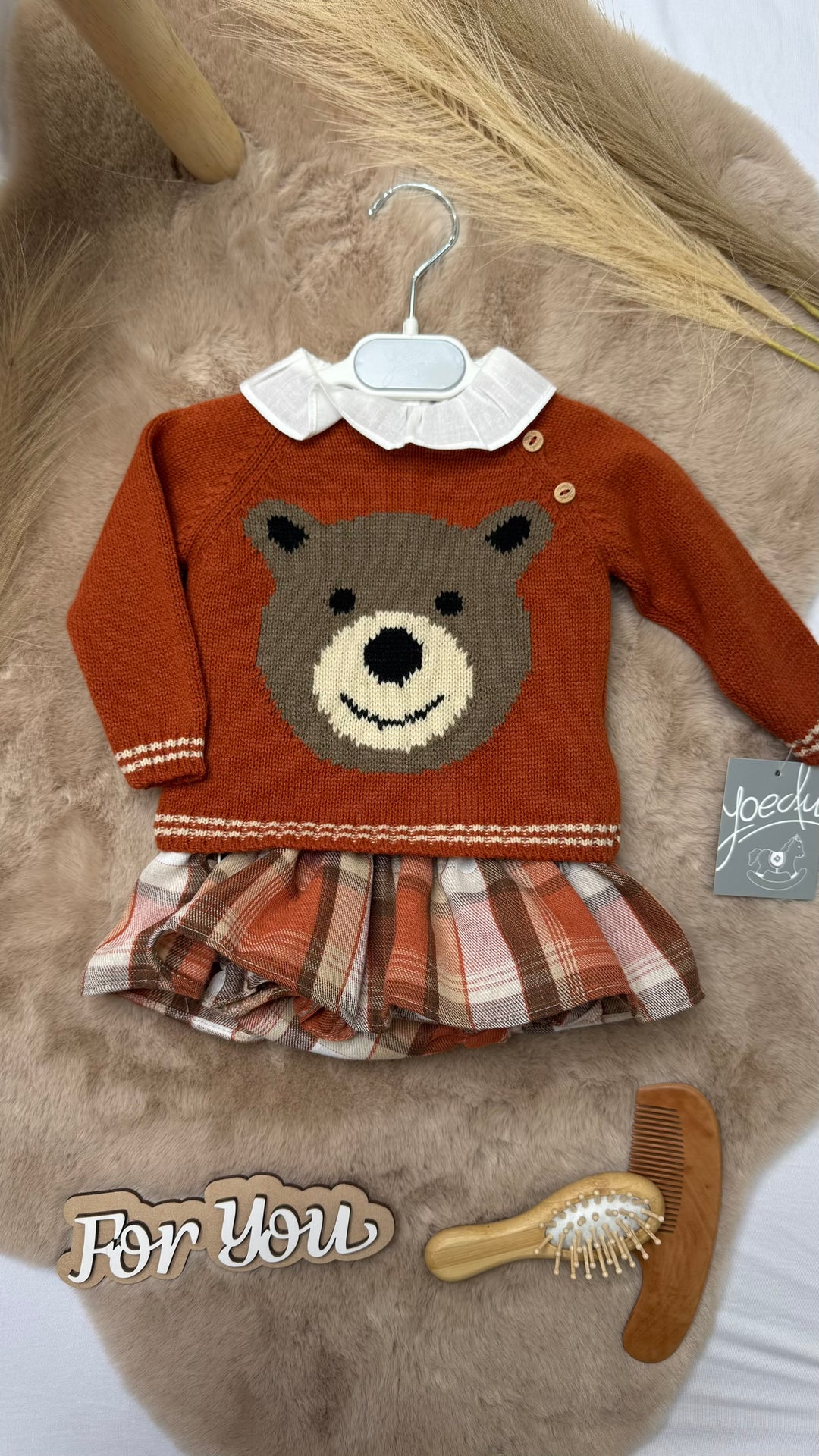 Completo tre pezzi gonna camicia e maglione neonata Yoedu