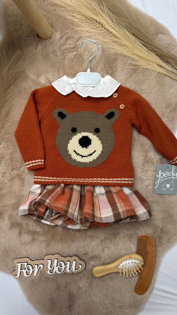 Completo tre pezzi gonna camicia e maglione neonata Yoedu
