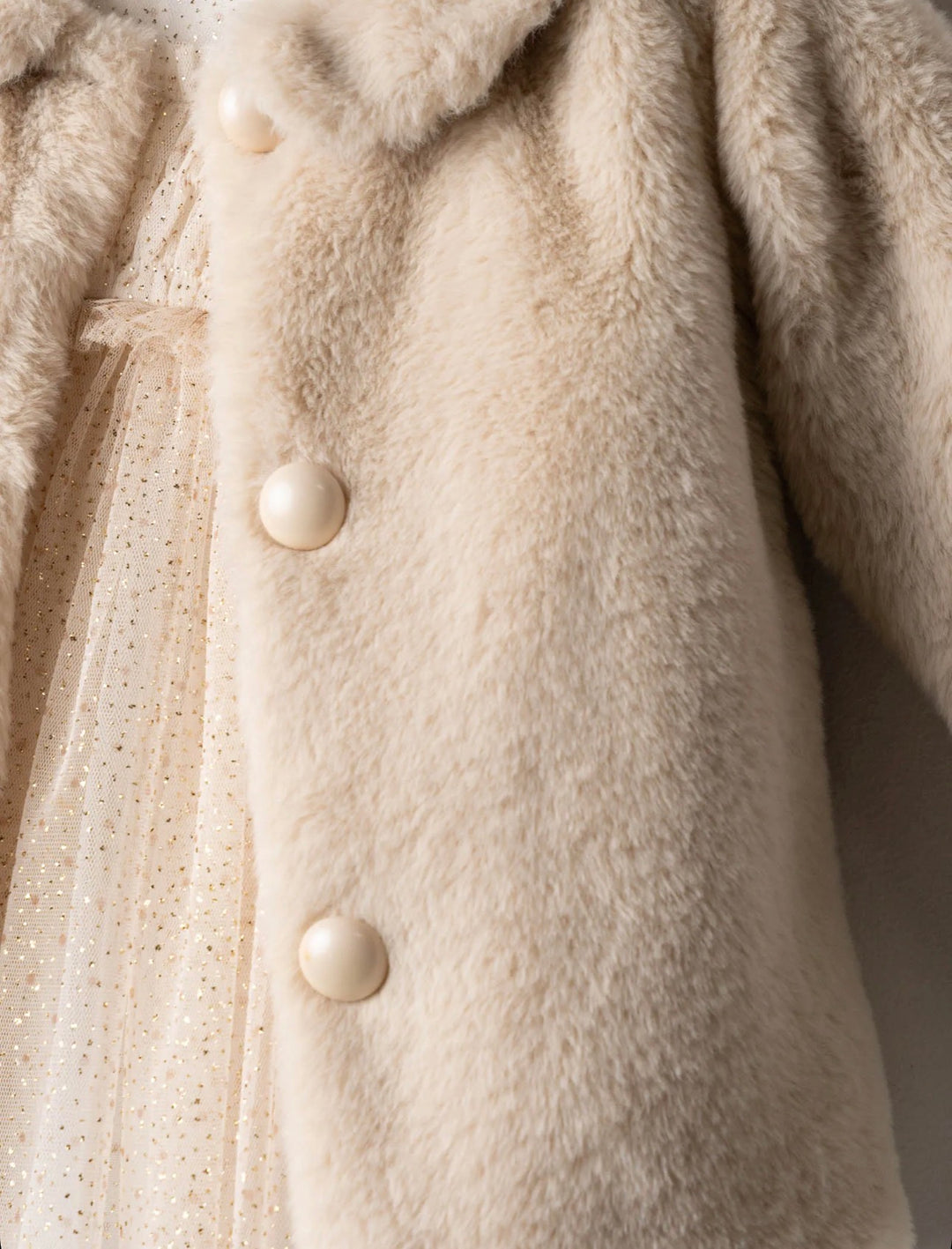 Completo tre pezzi con pelliccia, vestito e fascia baby femmina Ebita