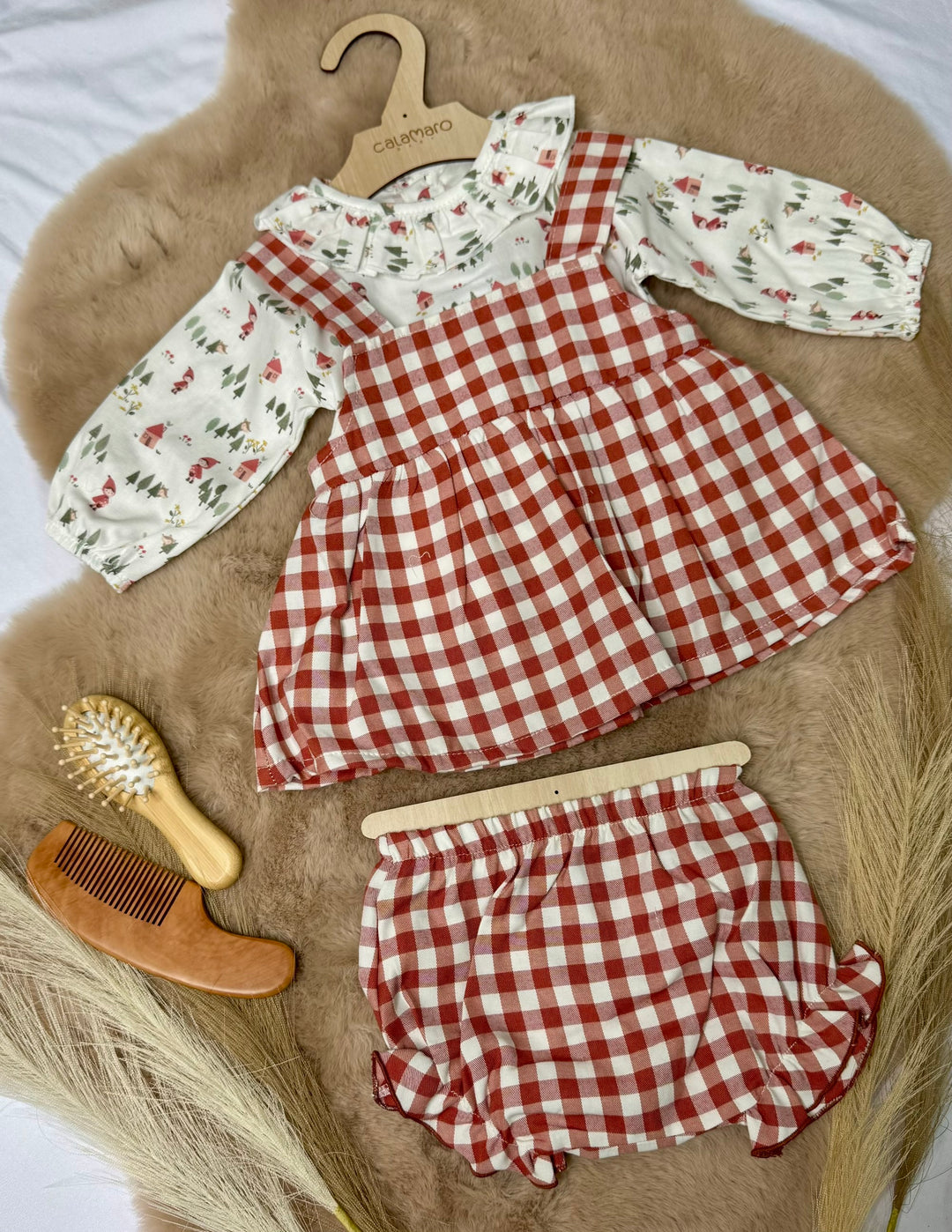 Completo 3 pezzi con culotte con fiocco sul retro neonata Calamaro