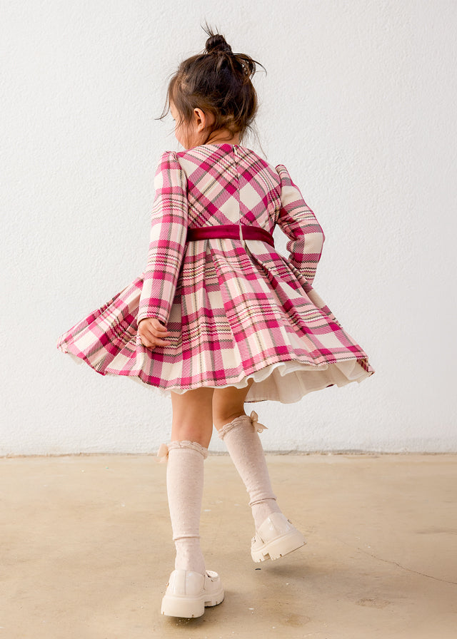 Vestito manica lunga a quadri bambina Mayoral