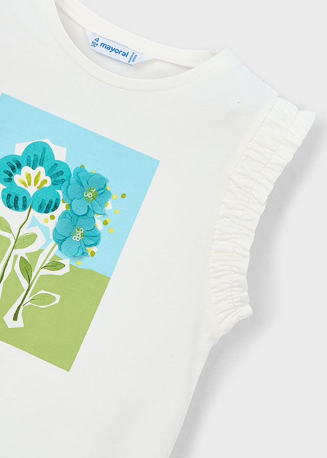 T-shirt fiore giro manica bambina Mayoral