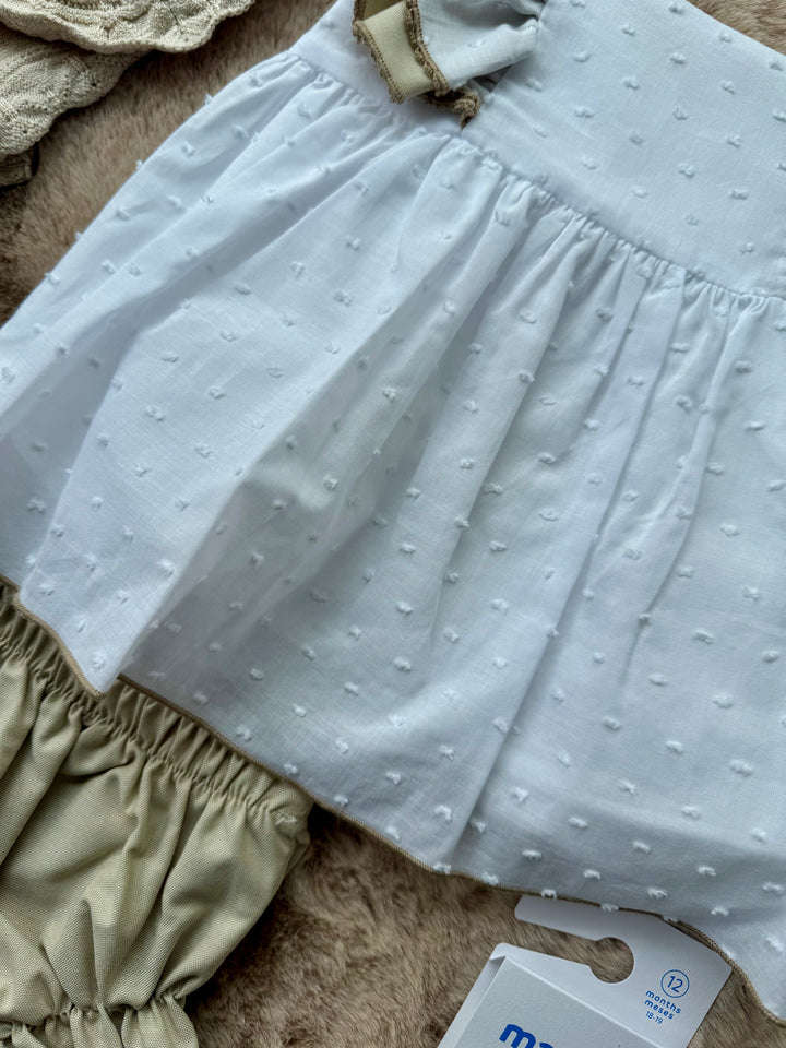 Vestito in beige in plumetis neonata Valentina Bebès