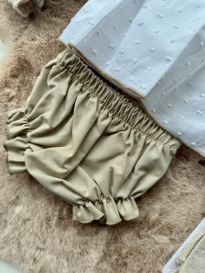 Vestito in beige in plumetis neonata Valentina Bebès