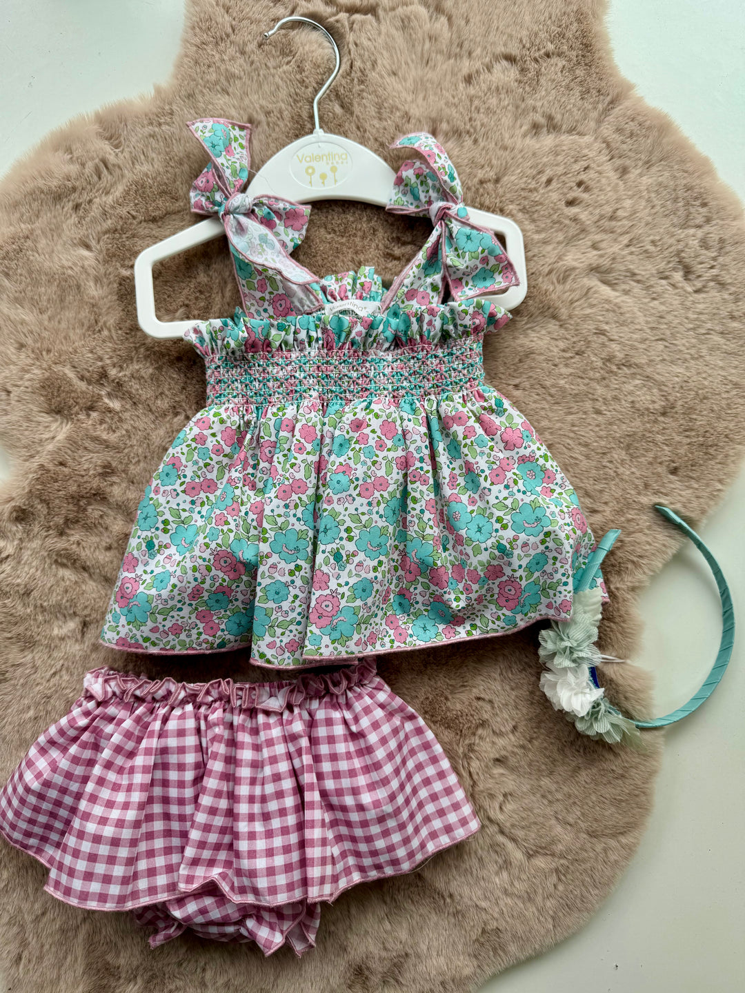Casacca floreale con punto smock neonata Valentina Bebès