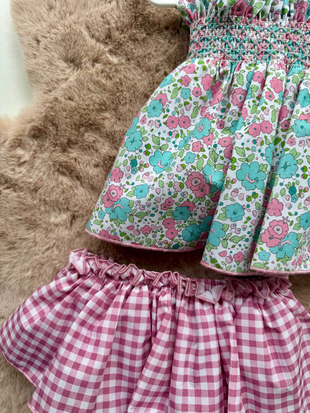 Casacca floreale con punto smock neonata Valentina Bebès