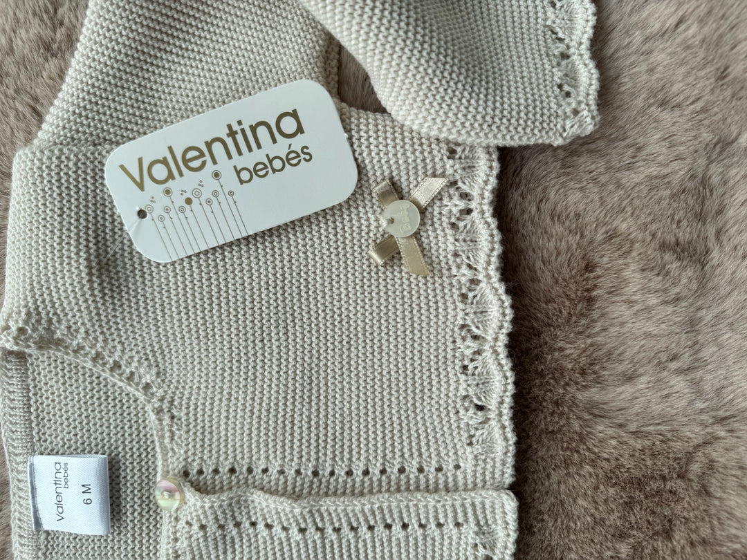 Cardigan beige in filo  Valentina Bebès