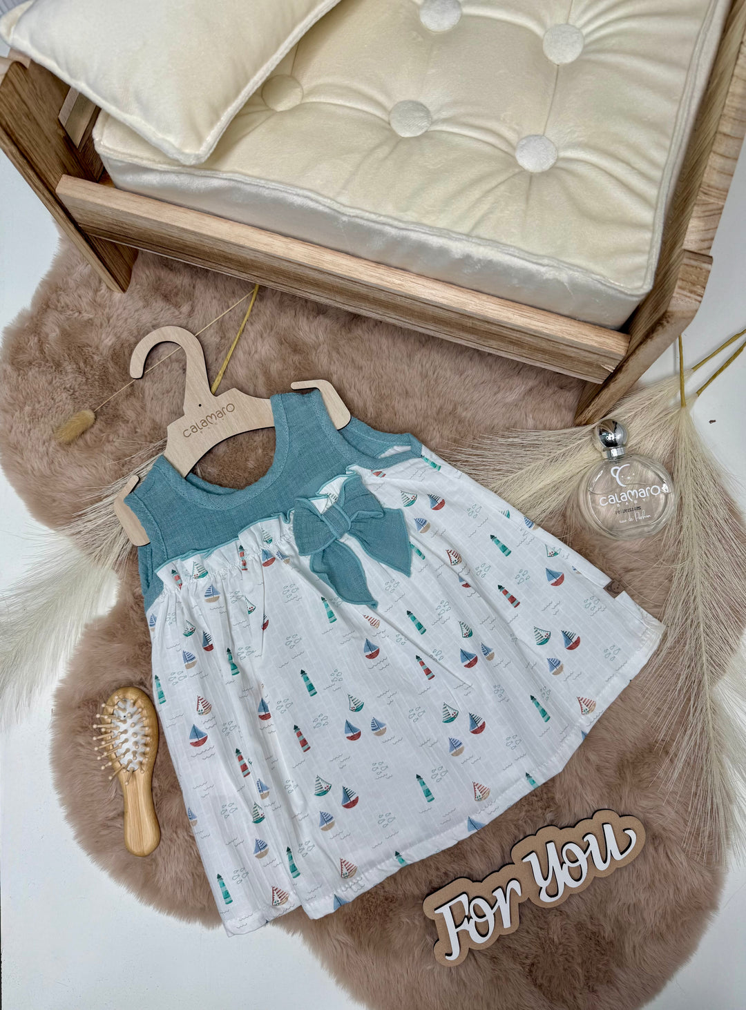 Vestito giro manica con fiocco neonata Calamaro