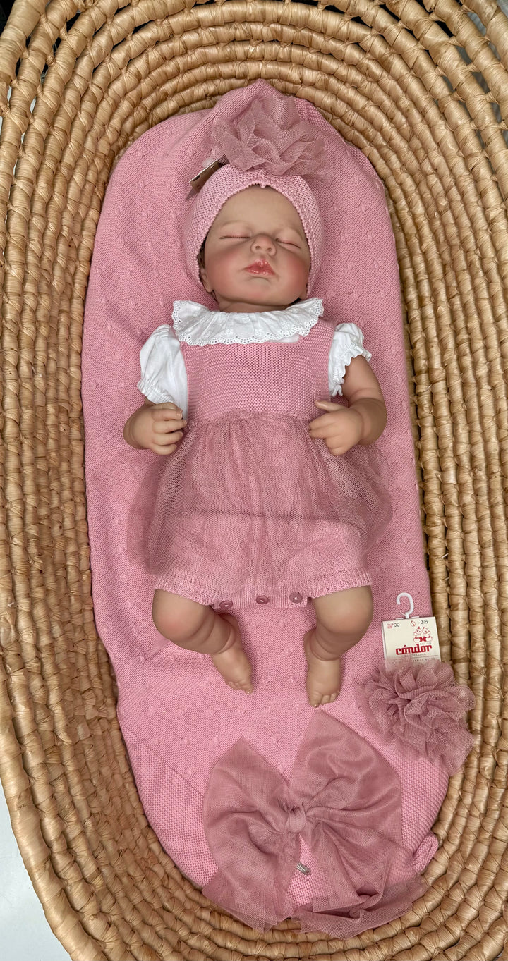 Abito giro manica con tulle neonata Condor