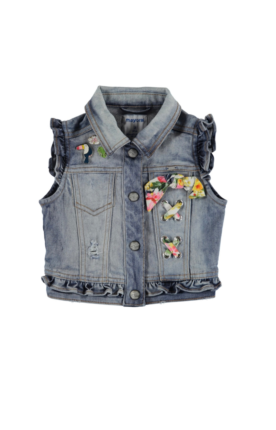 Giacca di jeans smanicata bambina Mayoral